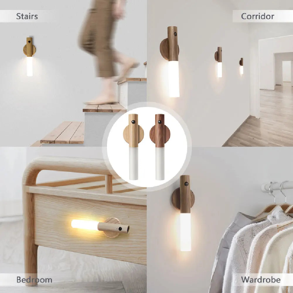 LED Wood USB Night Light Magnetic Lamp