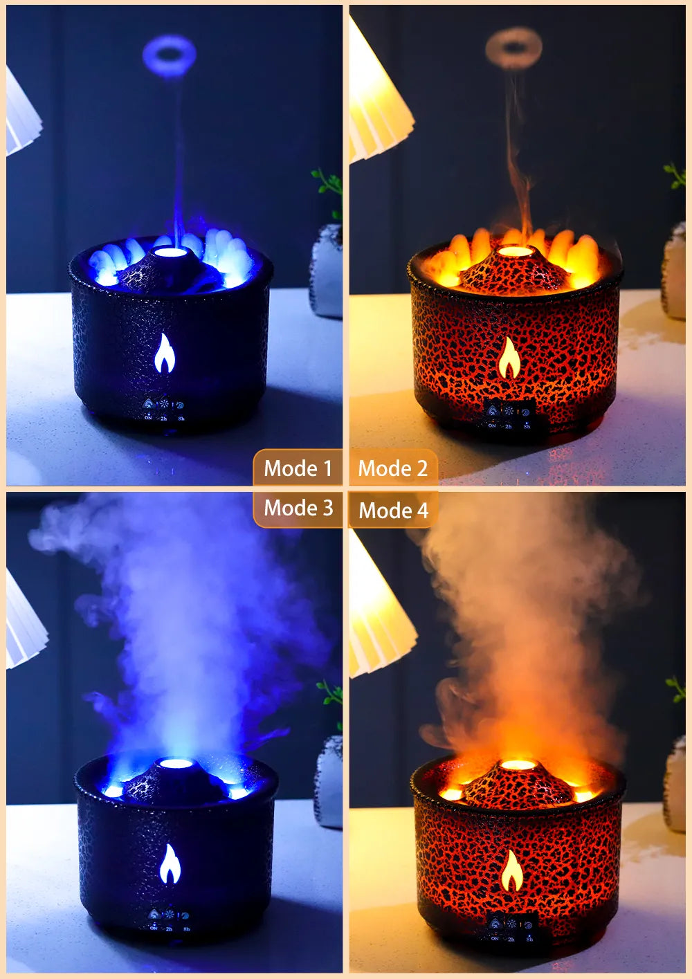 Volcano Flame Air Humidifier Essential Oil Diffuser