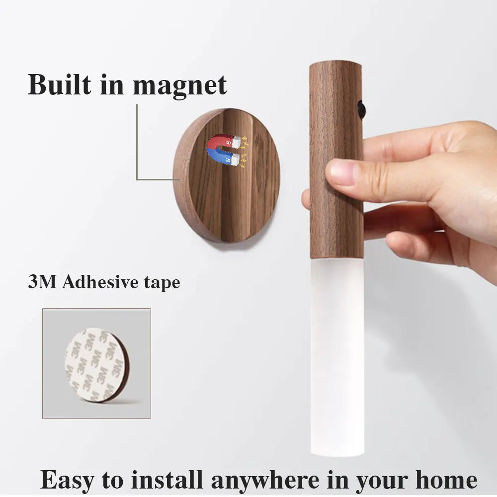 LED Wood USB Night Light Magnetic Lamp